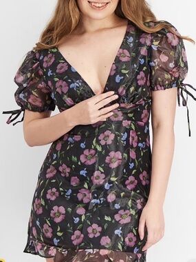 Forever 21 Pink Puff Sleeve A-line Dress